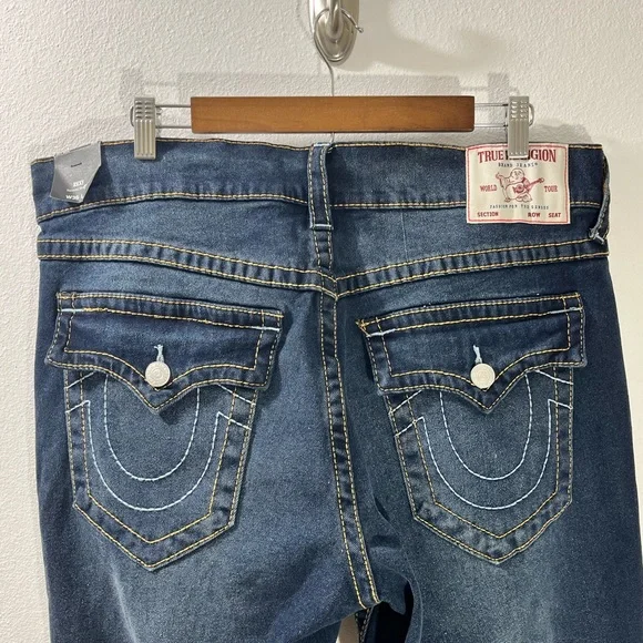 True Religion Ricky Big T Flap Relaxed Straight Fit Jeans SZ 36 X 34 NWT